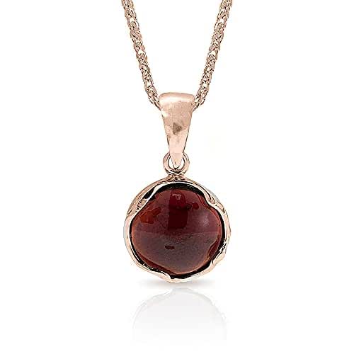 14K Gold Garnet Pendant Necklace 