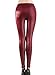 Swtddy Women's Girls Sexy Faux Leather Tights Slim Thin Leggings Pants (M, Wine red)