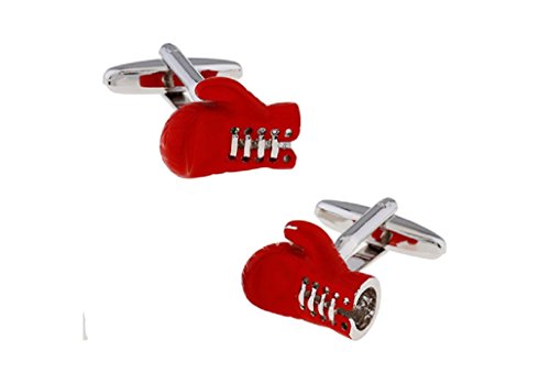 MRCUFFBoxing Gloves Squared Circle Ring Pair of Cufflinks in Presentation Gift Box & Polishing Cloth