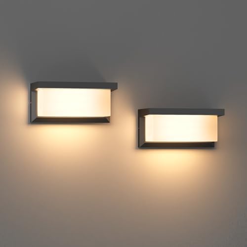 Klighten 2 Pcs E27 Outdoor Wall Light, 60W E27 Wall Light, IP65 Outdoor Wall Lamp for Indoor and Outdoor Use, Black, (No Bulb)