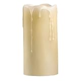 Candle Impressions CAT61316CR01 6-Inch Melted Top Drip Pillar Flameless Candle with Vanilla Fragrance, Cream
