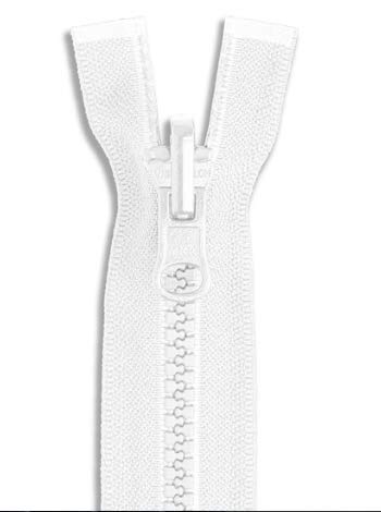 Molded Plastic Reversible Jacket Zipper White 36 inch Zip for Sewing Craft