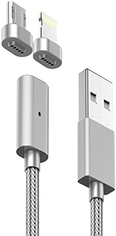 SIDAX Metal Magnetic Quick Lightning USB Data Sync and Charger Cable High Speed 10 Pin 4 Feet Chargering Cord for Apple iPhone7 7Plus 6s 6 Plus 5 5s 5c iPad Air iPad Mini iPod Touch,Silver (Silver)