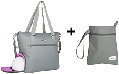 Breast Pump Bag Tote Plus Wet Dry Bag with Staging Mat for Breastpump Accessories - Thermal Lined Insulated Compartments - Perfect Gift for New Moms - Neutral Nursing Diaper Bag by Magpie