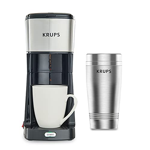 Krups Simply Brew Stainless Steel Single Serve Drip Coffee Maker Amd Travel Tumbler 12 Ounce