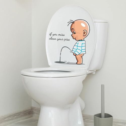 If You Miss,Clean Your Piss Toilet Sticker, Funny Seat Sticker Bathroom Wall