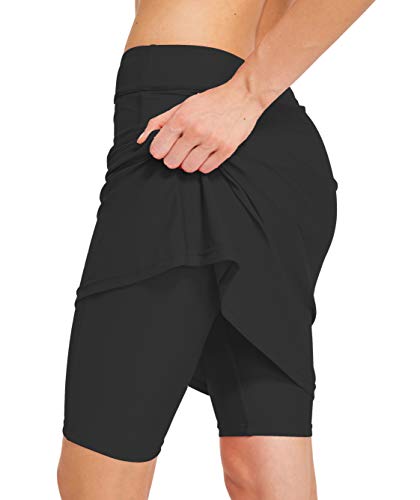 Dovio Women UPF 50+ Skirts Active Skirted Shorts Swimming Skorts Bottom Sun Protection(DOW103BLACK-S)