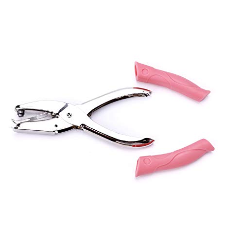 1 Hole Metal Puncher Heart Shape Punch 8 Sheet Capacity Hand Punch with Soft Rubber Handle for Paper Crafts Stationery Cardstock Greeting Card Scrapbook DIY