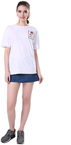 Focal18 Rose Embroidered Tee Loose Top Casual T-shit Short Sleeve Women Men Couple