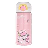 Unicorn Stainless Steel Thermos for Girls, Cute Water Bottle Cup for Indoor and Outdoor Occasion, Insulated Leak Proof Vacuum Cup Flask for Kids(12 oz Pink)