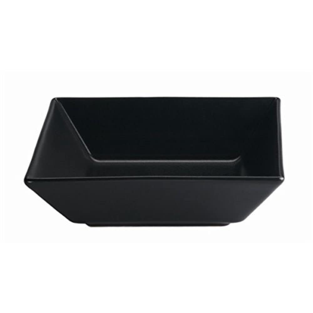 Genware B2776 Stoneware Luna Square Bowl, Black, 17.5 cm Width, 5 cm Height, Pack of 6