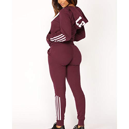 image for Dasuy Fashion Women Casual Tracksuit Set Ladies Hooded Stripe Zipper L