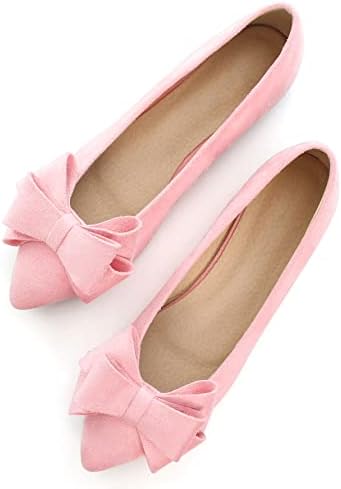 SAILING LU Bow-Knot Ballet Flats Womens Pointy Toe Flat Shoes