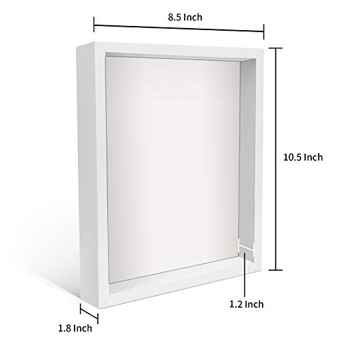 C&Z Shadow Box Frame for Memorabilia Awards Medals Photos, Display Case with Holder, Hook and Table Stand, White
