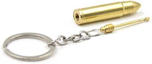 2 Pcs Snuff Bullet Keychain Ring Pill Box Case Hidden Compartment Spoon Scoop Secret Storage Urn