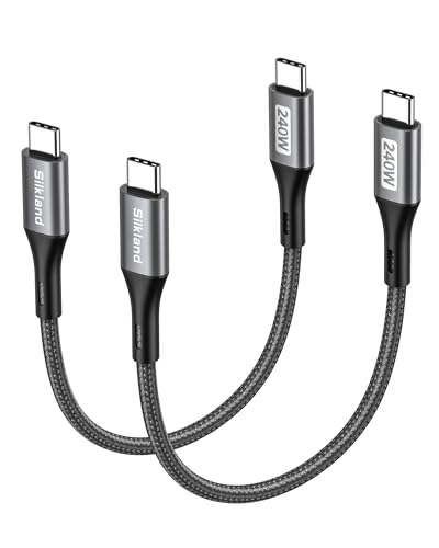 Silkland 240W 100W Corto Cable USB C a USB C [0.3M/2 Unidades], PD 3.1 Carga Rápida USBC Tipo C, Compatible con iPhone 16/16Plus/16Pro/Max, MacBook Pro/Air, iPad Pro/Air/Mini, Samsung, Pixel, Laptop