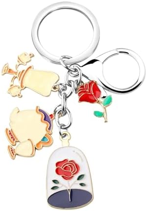 DEZHAN TV Movies Belle Princess Beauty Beast Keychain, Zinc Alloy