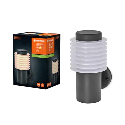 LEDVANCE ENDURA STYLE RONDO WALL Außenleuchte, 9W, 700lm, Wandleuchte, dunkelgrau,IP44 Schutzklasse, 3.000K Farbtemperatur, warmweiße Lichtfarbe