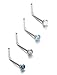FUNRUN 4PCS 20G Stainless Steel Nose Rings Studs Body Jewelry Piercing Set L Shape Created-opal
