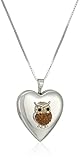 Sterling Silver Heart Crystal Owl with Swarovski Elements Locket Necklace, 18