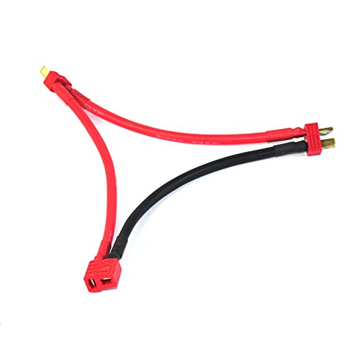 HRB 2PCS Deans T Plug Series Connector Cable Serial 1 Female to 2 Male Deans Connector Adapter Y Wire Style for RC Lipo Battery