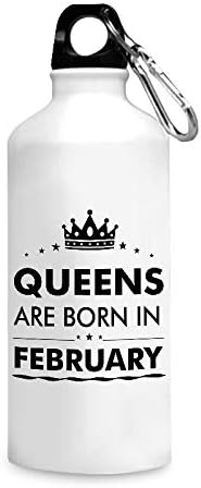 Queens are Born in February Printed White Aluminium Sipper Bottles(750 ml)