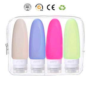 Travel Bottles,Plainmarsh Leakproof Silicone Refillable Travel Containers Squeezable Travel Tube Sets Cosmetic Toiletry Containers for Shampoo Lotion Soap (3 oz,4 Pack)