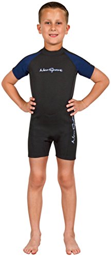 NeoSport Wetsuits Youth Premium Neoprene 2mm Youth's Shorty, Blue Trim, 4 - Diving, Snorkeling & Wakeboarding (Giant Defy 1 Best Price)