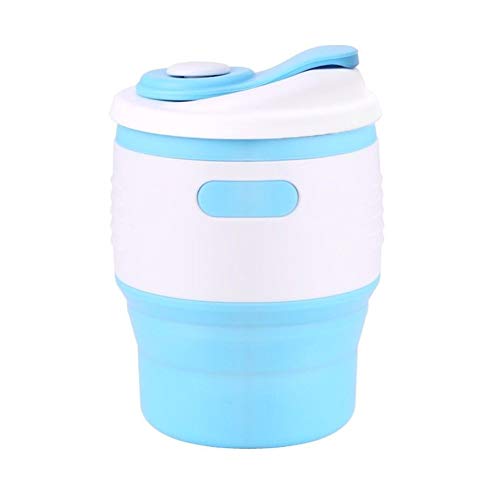 Finance Plan Clearance Sale Collapsible Coffee Silicone Mug Folding Leak-Proof Lid Traveling Camping Cup Blue