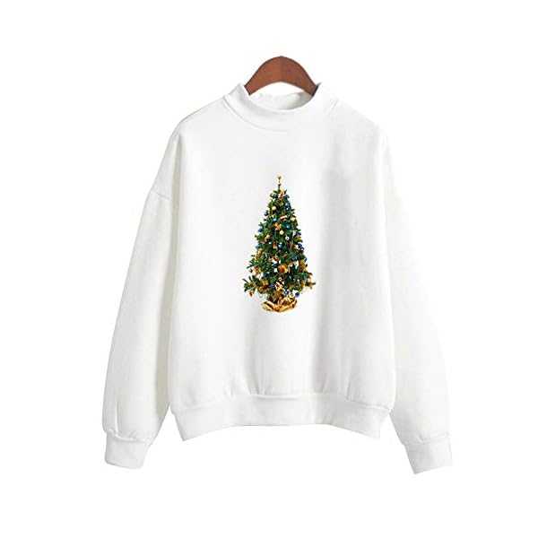 FANOUD Sweater 3D Printed Women Christmas Gold Deration and Christmas Blue Ball Print Pullover TopsSweater