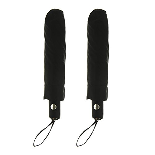 2 Pack Folding Umbrellas - Value Pack - Great For Travel - Auto Open - Designer Colors - Classic Value by Unity (Black)