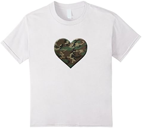 Kids I Love You American Soldier Troops Camo Heart Emoticon Shirt 12 White