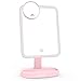EASEHOLD Lighted Vanity Mirror LED Make Up Mirror Table 10.7 in with 37 LED Lights Detachable 10X Magnifying Spot Mirror Stepless Dimming 180 Degree Rotation Countertop Cosmetic Bathroom (Pink)