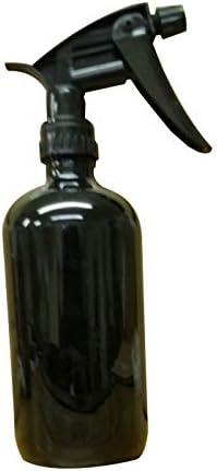 Industrial Rewind 16oz Glass Disinfectant Sprayer with Non Slip Bottom and Counter Top Protector - Alcohol - Peroxide Stream Spray or Misting, 16oz Refillable Glass Bottle - (Black/Black)