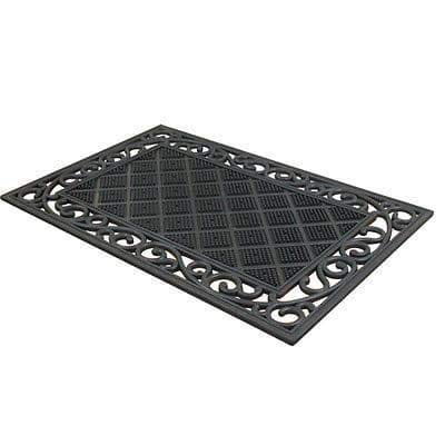 Chattels Classic Ornate Rubber Scroll Door Mat Garden Outdoor Heavy Duty 40 X 60cm (Diamond Pin Scroll Doormat Design)