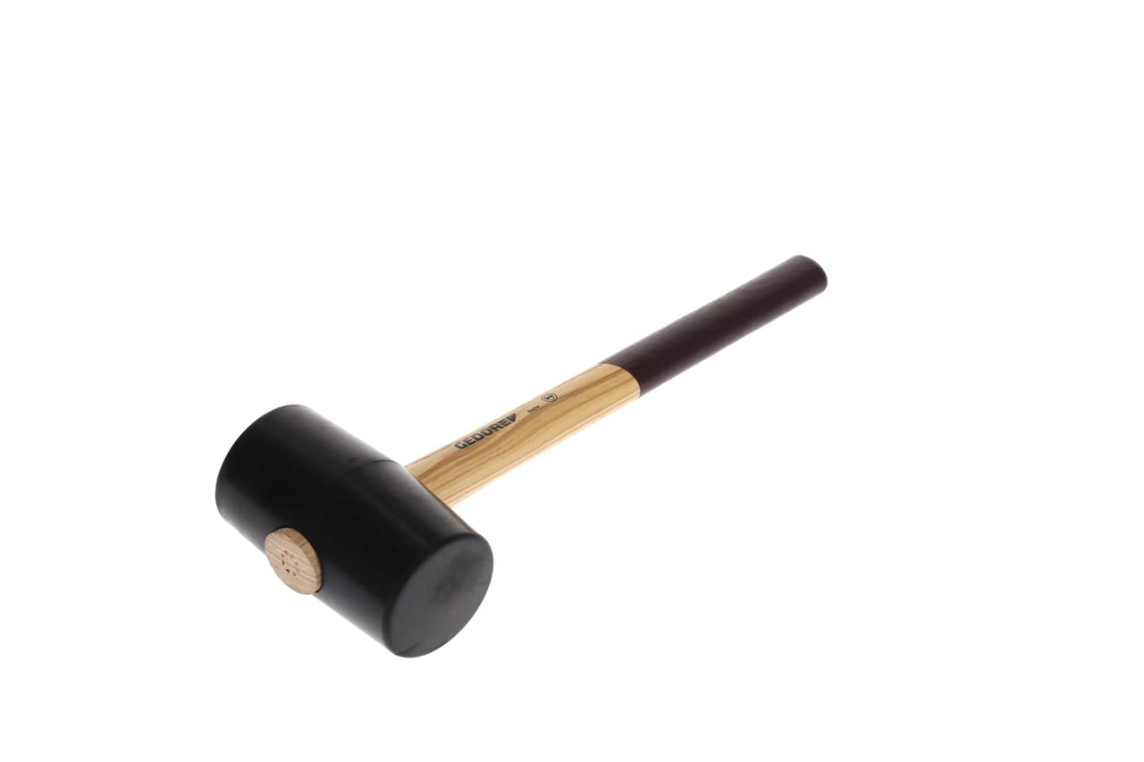 GEDORE Rubber Mallet with Wooden Handle, Dia. 75 mm, Hammer with ash Wood Handle, 2 Flat Striking Faces, Tool, Forged, 226 E-3