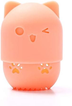 Makeup Sponge Holder Container, Cute Soft Silicone Beauty Egg Storage Box, with Cleaning Function, Makeup Brush Puff Cleaning Tool, Sponge Carrying Case for Travel