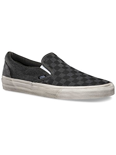 Vans Unisex Classic Slip-On (Overwashed) Black/Checker Skate Shoe 11.5 Men US