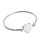 EternityMemory Merry Stainless Steel Cremation Bracelet Ashes Holder Keepsake Jewelry with Gift Box (Heart Bangle)