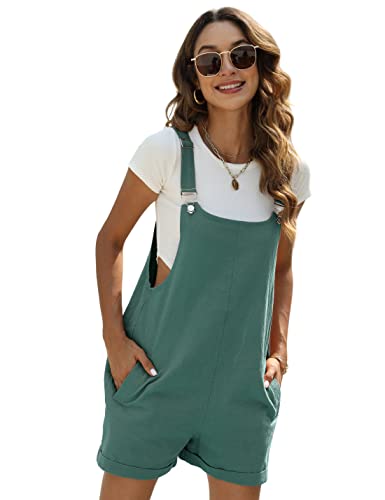 Yeokou Women's Cotton Linen Short Overalls