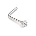 Ruifan 20G Surgical Steel Mix Color 2mm Round Diamond Cubic Zirconia Crystal L-Shaped Nose Bone Studs Ring Pins Piercing Jewelry Pack of 5