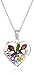 Amazon Essentials Sterling Silver Multicolor Pressed Flower Heart Pendant Necklace,18