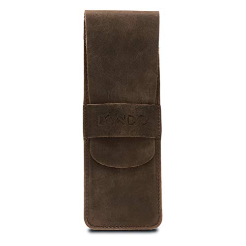 LONDO Genuine Leather Pen and Pencil Case with Tuck in Flap, Stationery Bag