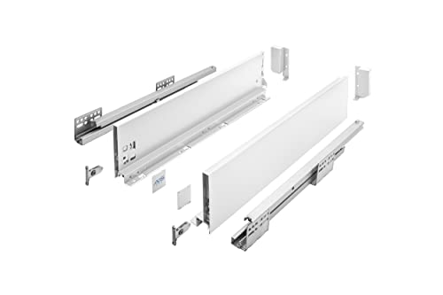 GTV AXIS PRO Drawer System I Drawer Set with Full Extension and Integrated Damping I White I Load Capacity up to 40 kg I Soft-Close I Free Access I Width 350 mm I Height 120 mm