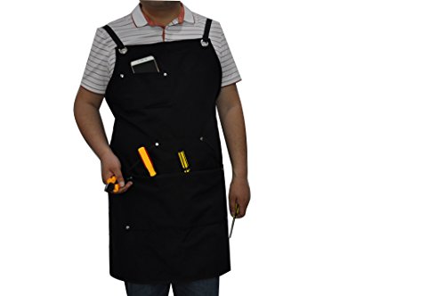 BroilPro Accessories Durable Goods - Deluxe Edition - Waxed Canvas Tool Apron - Upgraded with Padded Straps, Quick Release Buckle & Dual Hammer Loops, Adjustable M to XXL