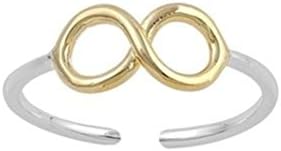 Crystalbella Fashion Silver With Golden Overlay Two Toned Infinity Symbol Toe Ring