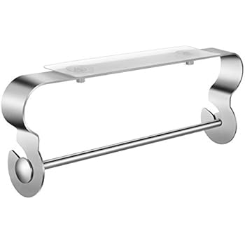 Oyeye Adhesive Paper Towel Holder Under Cabinet, Removable Stainless Steel Paper Towel Holder for Kitchen Bathroom No Drilling, Easy Tear, Silver