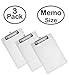 Acrimet Clipboard Memo Size A5 (9 1/4” x 6 5/16”) Low Profile Clip (Plastic) (Clear Crystal Color) (3 Pack)