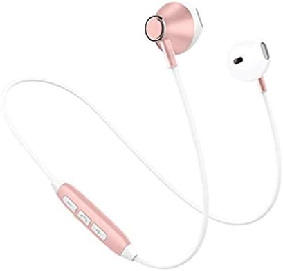 Mjb Wireless Headphones, HUANGDA Lightweight HiFi Stereo Wireless Sports Headphones, Noise Cancelling IPX4 Sweatproof Wireless Magnetic Earphones Secure Fit for Running Cycling Gym Workout (Pink)