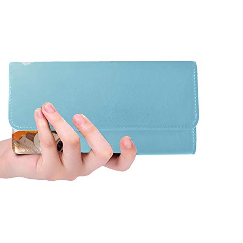 Unique Custom Passenger Airplane And Tropical Palm On A Paradise Women Trifold Wallet Long Purse Credit Card Holder Case Handbag